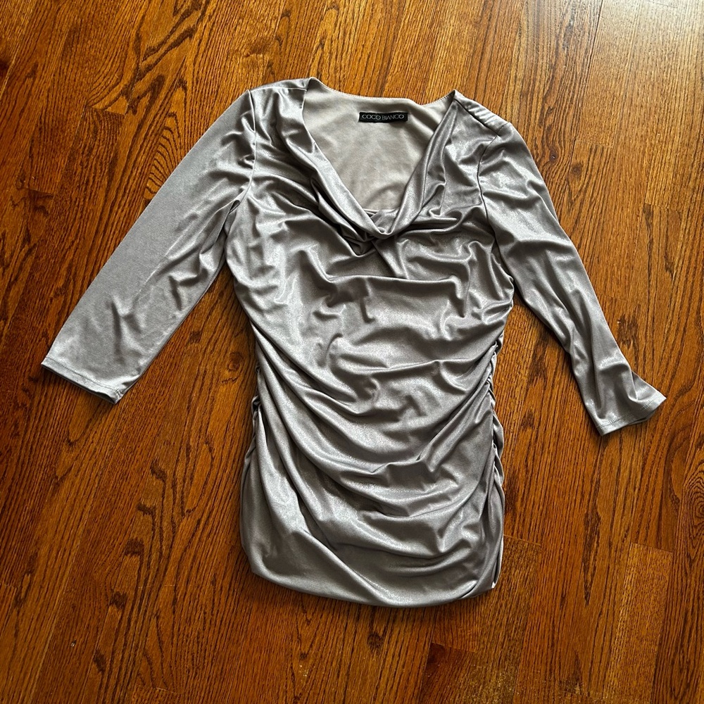 Coco Bianco Elegant Gray Shimmery Blouse